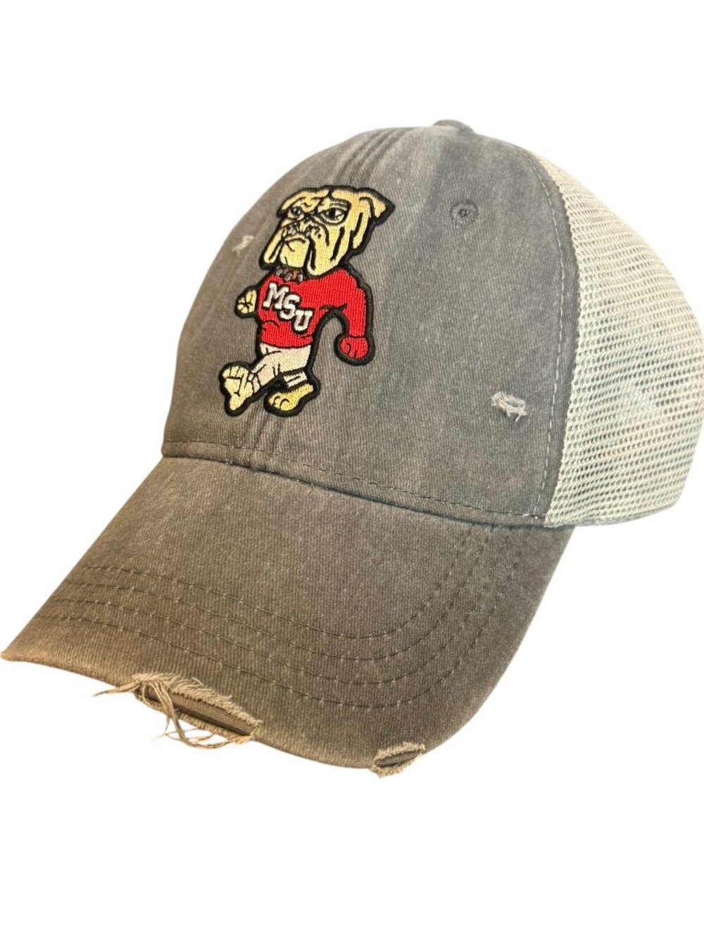 Miss St. Bulldogs Custom Retro Mascot Gray Distressed Hat